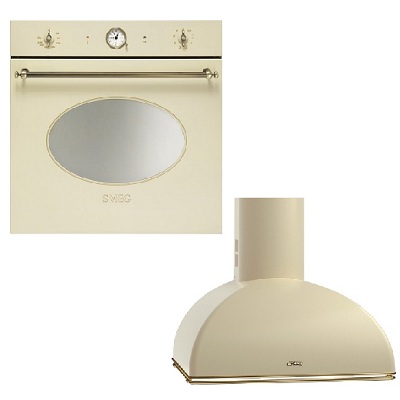 Комплект фурна за вграждане и аспиратор SMEG-SFP805P + KSE59P