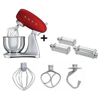Кухненски робот + приставки нож за талиатели,фетучини и ролкова преса - SMEG-SMF01RDEU + SMPC01