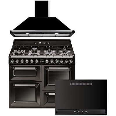 Комплект готварска печка аспиратор и пано-гръб - SMEG TR4110BL + KT110BL + KIT1TR41N